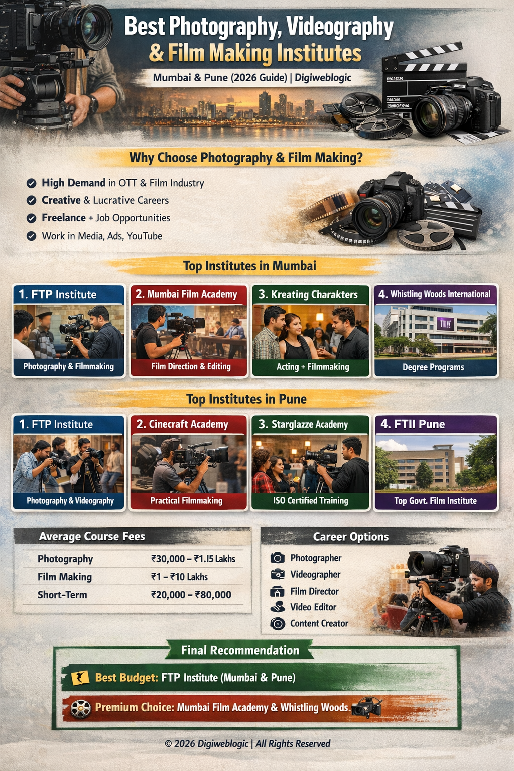 Best Photography Videography  Film Making Institutes Mumbai  Pune